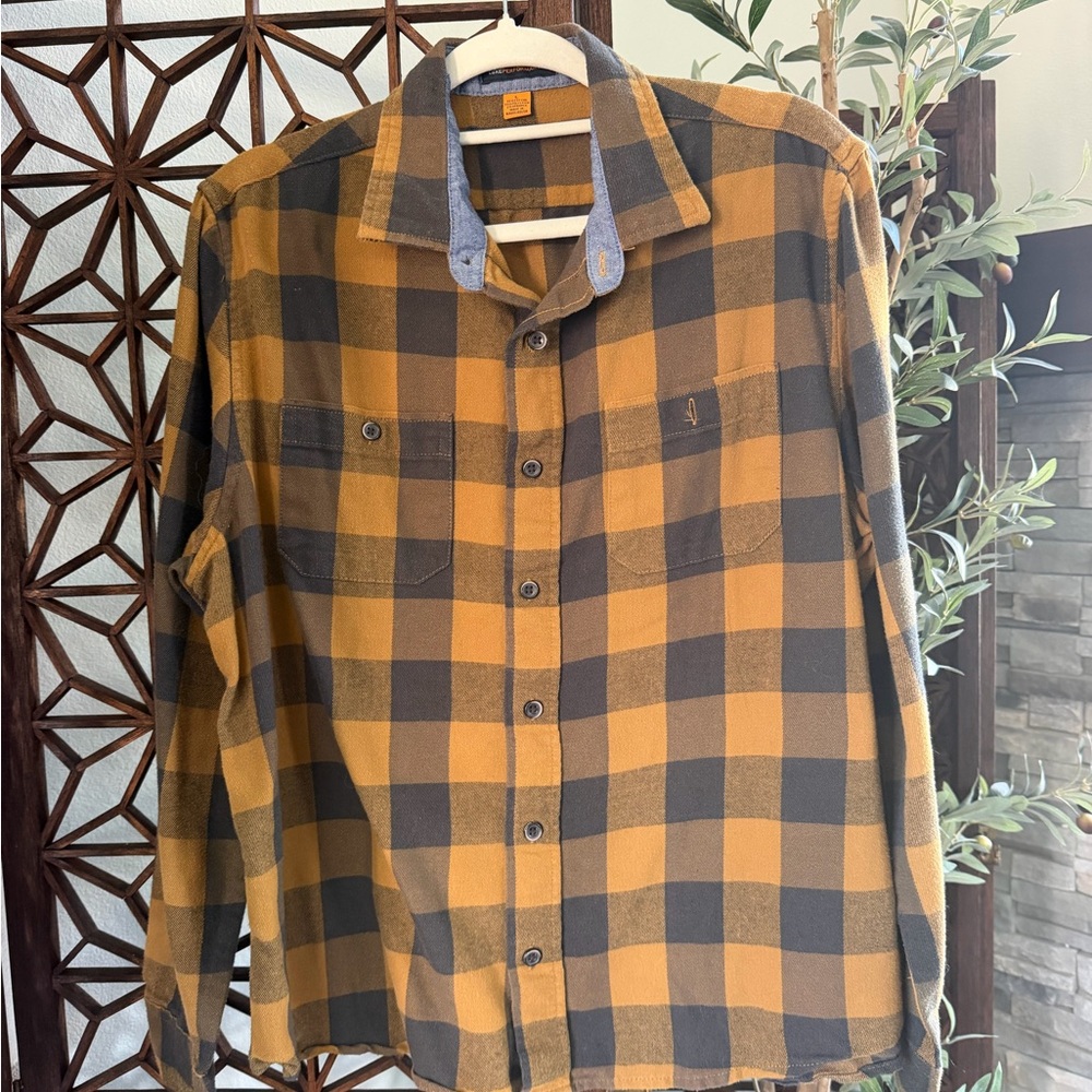 Tailor Vintage Mustard & Black Plaid Button-Down Shirt